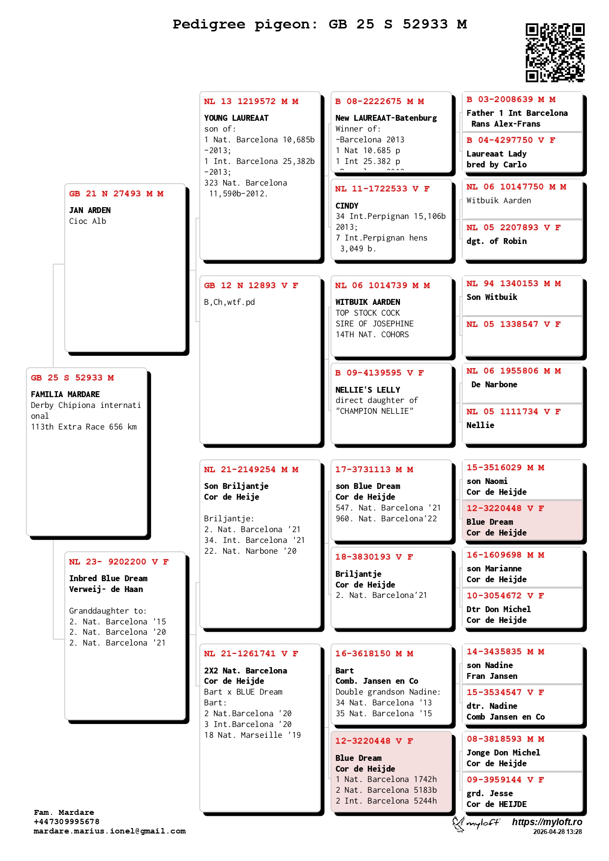 113	place EXTRA FINAL (656 km) FAMILIA MARDARE	  GB-25-S52933	