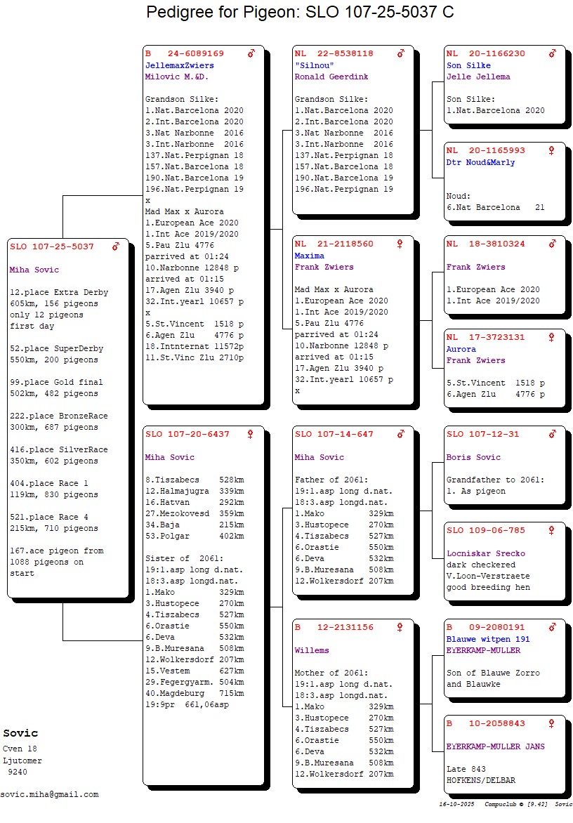 12	place Extra Super Derby (605 km) 	 Miha Sovic	 SLO-25-107-5037	