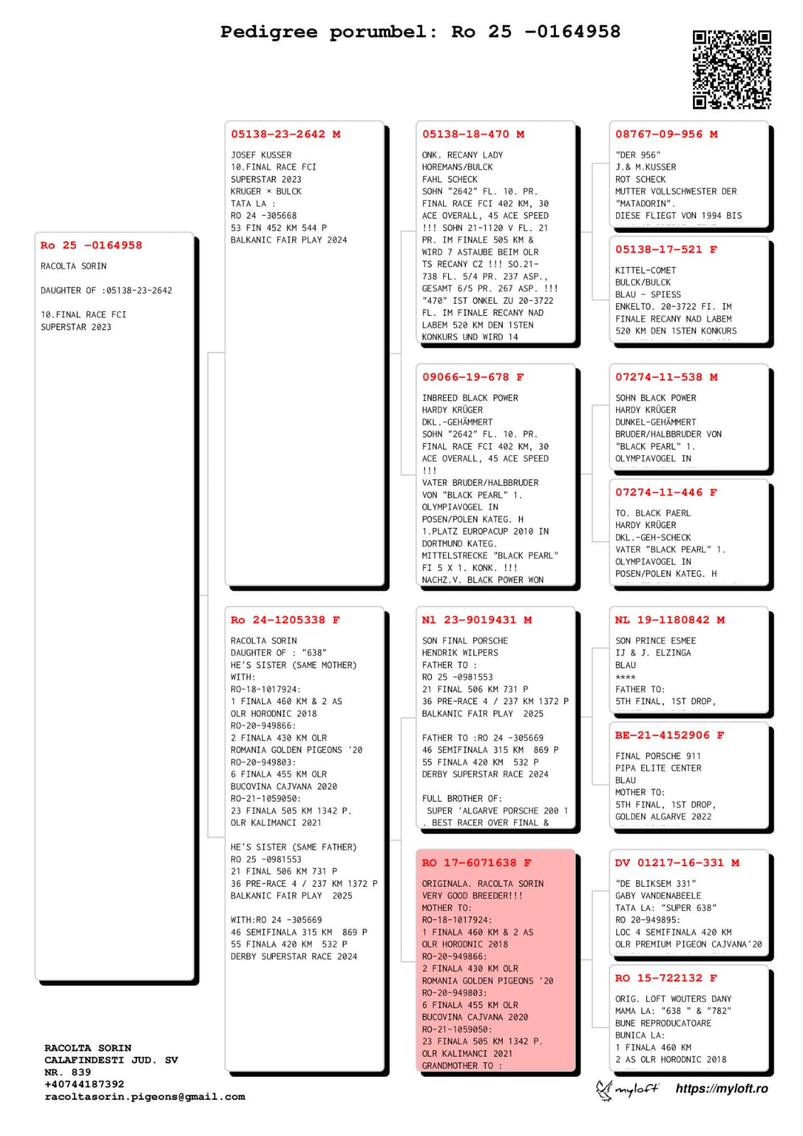 146	Final Race (506 km) 	 RACOLTA SORIN	 RO 164958	