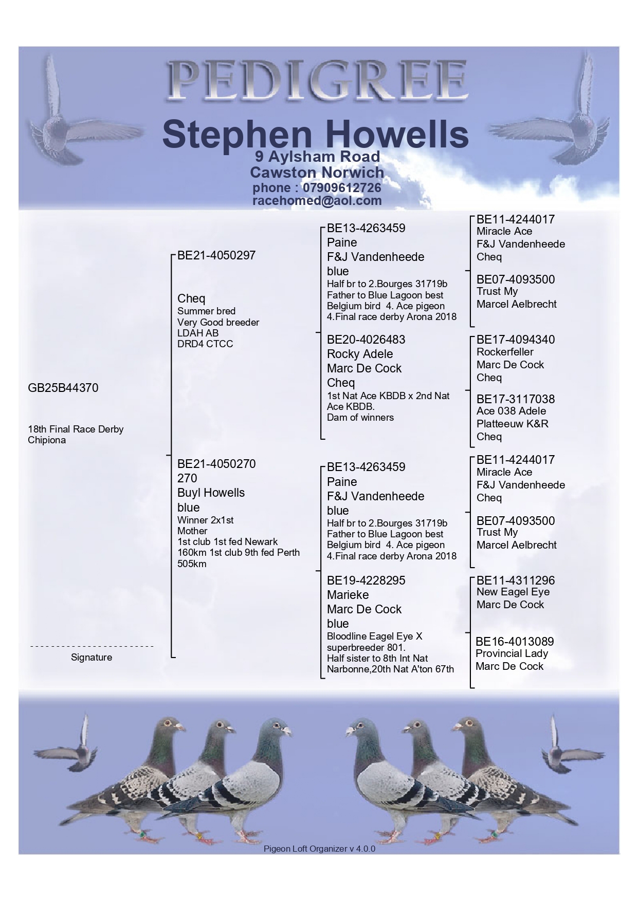 18	FINAL RACE (515 km) 	 BUYL & HOWELLS	 GB-25-B44370	