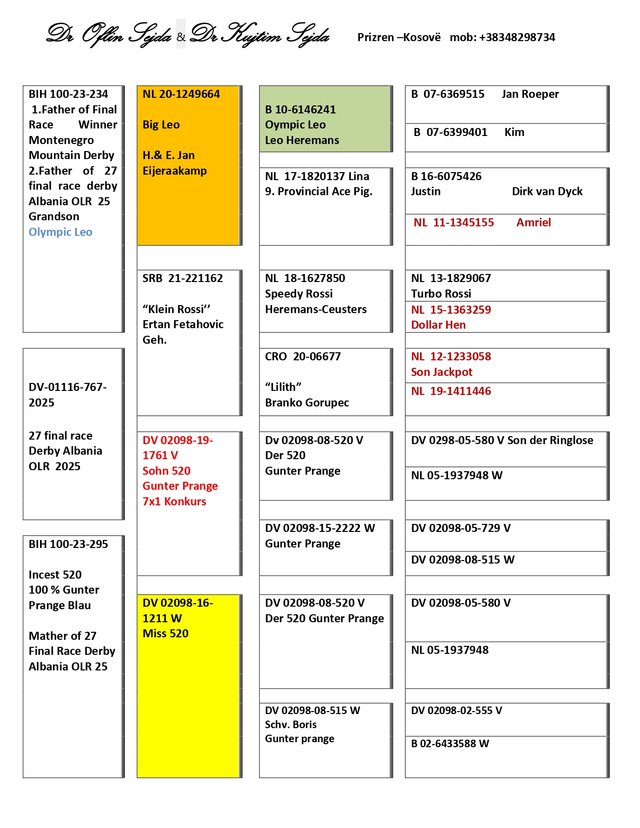 27	Final Race (412 km) 	 Dr Oflin & Dr Kujtim Sejda	 DV-01116-767-2025	