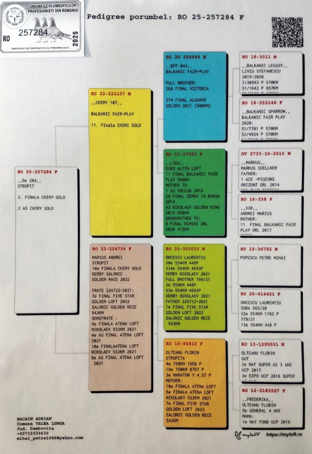 3 place Final (562 km) + 2 Ace BICIIN ADRIAN - RO 257284/25