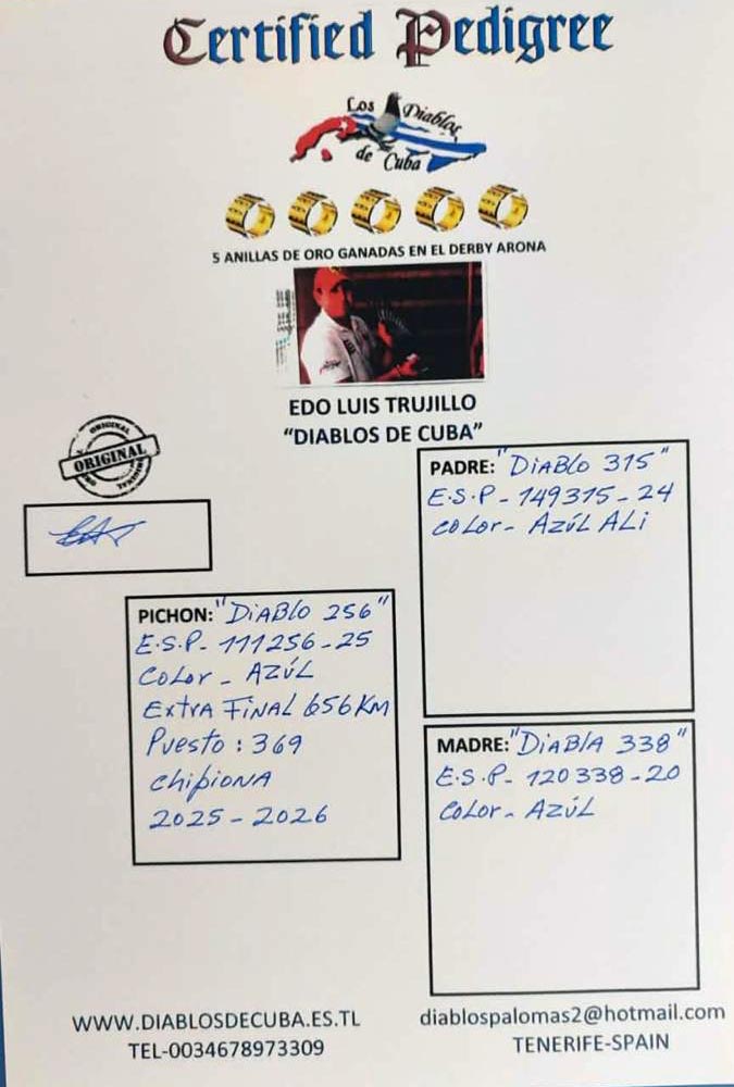 369	place EXTRA FINAL (656 km) DIABLOS DE CUBA & FLORIN	  ESP-25-111256	