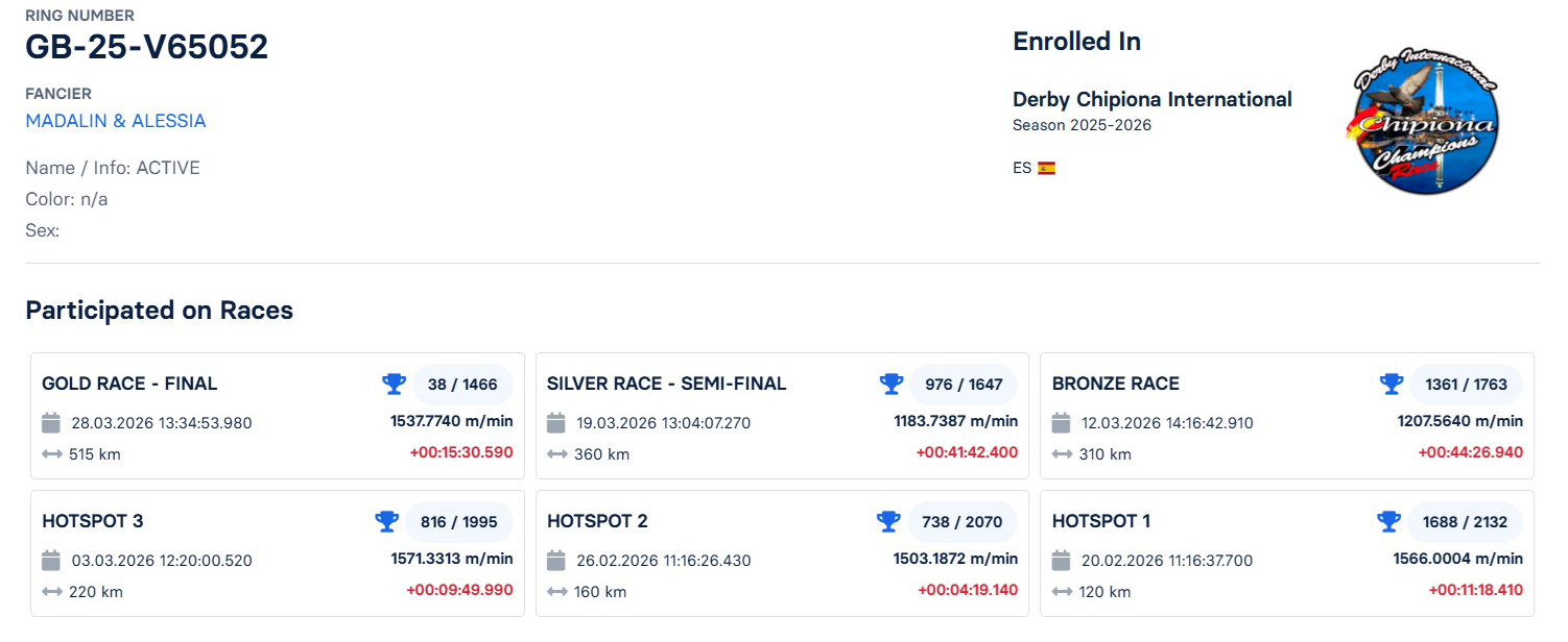 38	FINAL RACE (515 km) 	 MADALIN & ALESSIA	 GB-25-V65052	