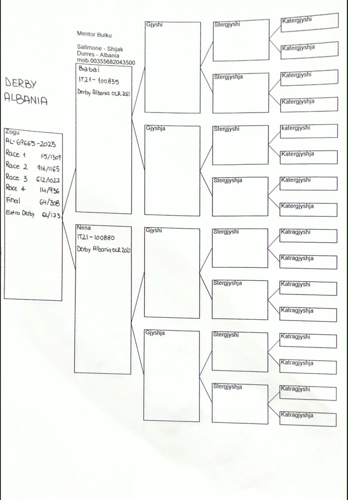 62	place Super Derby (506 km) 	 Mentor Bulku Team B	 AL-69665-2025 	