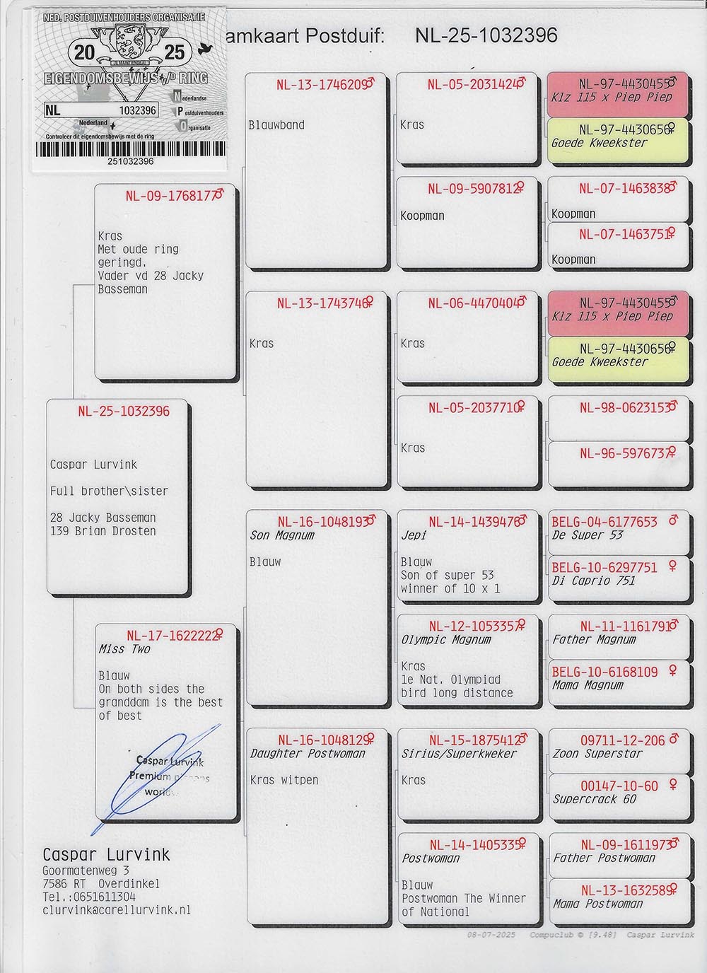 921	place Final (515 km)	CASPAR LURVINK	NL-25-1032396