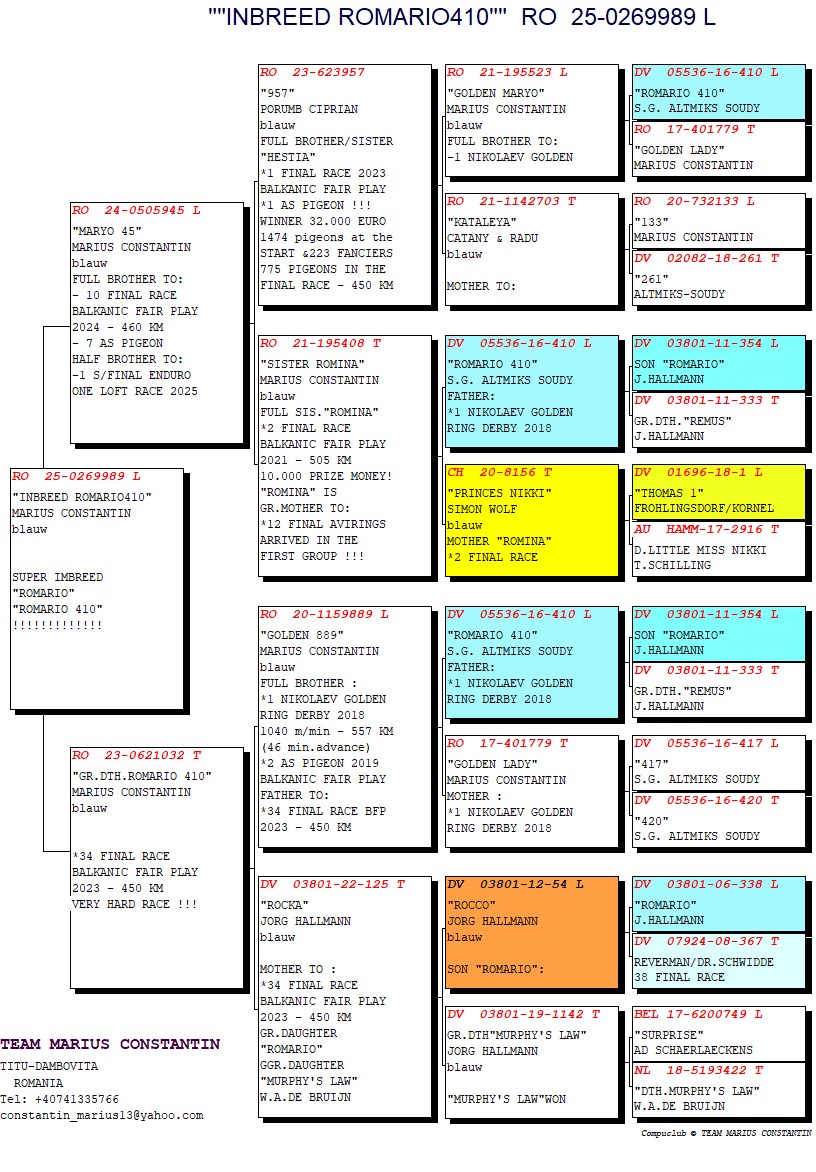 RO 25 269989 M - SUPER INBRED ROMARIO 410