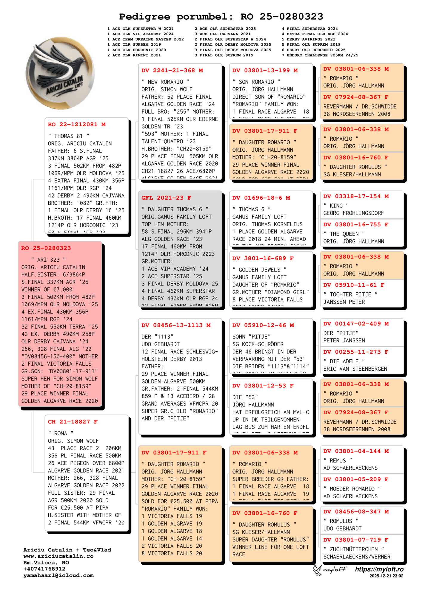 RO 25 2802323 F - Daughter super breeders Thomas 81 & Roma